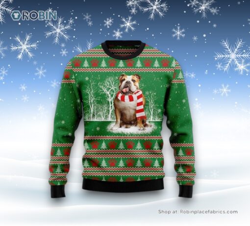 Bulldogs Tree Ugly Christmas Sweater, Christmas Gift For Dog Love