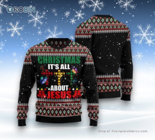 Butterfly All About Jesus Ugly Christmas Sweater