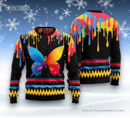 Butterfly Colorful Beauty Ugly Christmas Sweater