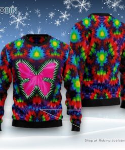 Butterfly Tie Dye Ugly Christmas Sweater