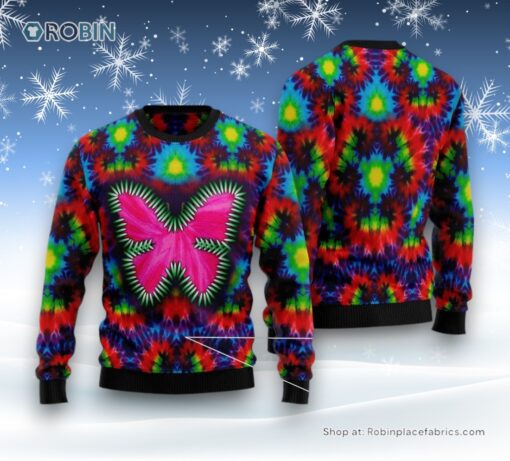 Butterfly Tie Dye Ugly Christmas Sweater