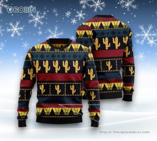 Cactus Group Pattern Ugly Christmas Sweatshirt, Sweater