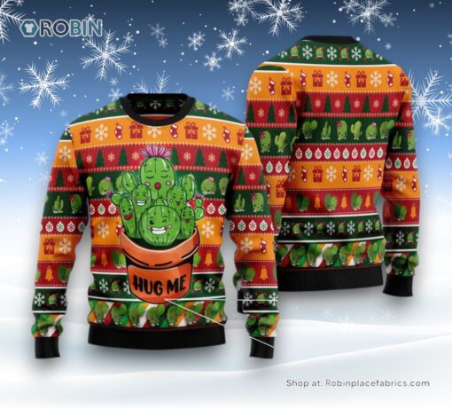 Cactus Hug Me Ugly Christmas Sweater