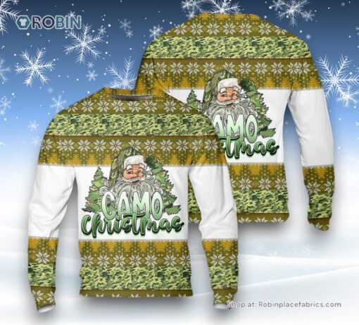 Camo Merry Ugly Christmas Sweatshirt, Sweater For Men And Women, Christmas Gift