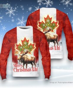 Canada Merry Christmas Eh Canada Moose Ugly Christmas Sweater, Christmas Gift, Farmers Sweater Canada Merry Christmas Eh Canada Moose Ugly Christmas Sweater, Christmas Gift, Farmers Sweater