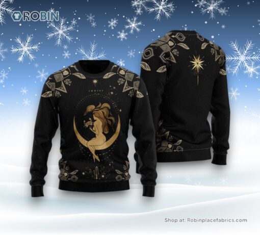 Cancer Golden Zodiac Ugly Christmas Sweatshirt, Sweater, Christmas Gift For Dog Love