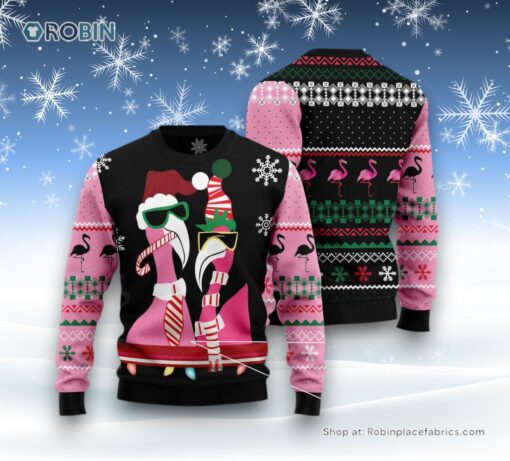Candy Cane Flamingo Ugly Christmas Sweatshirt, Sweater
