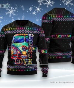 Car Hippie Peace Love Ugly Christmas Sweater