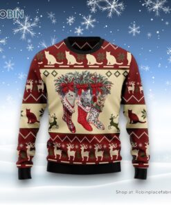 Cat And Sock Xmas Ugly Christmas Sweater, Christmas Gift For Cat Love