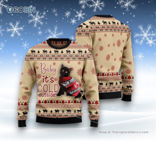 Cat Christmas Ugly Sweater, Black Cat Baby Ugly Christmas Sweatshirt, Sweater