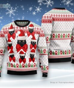 Cat Christmas Ugly Sweater, Black Cat Ball Ugly Christmas Sweater