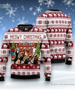 Cat Christmas Ugly Sweater, Black Cat Christmas Dancing Ugly Christmas Sweater