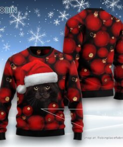 Cat Christmas Ugly Sweater, Black Cat Christmas Ugly Christmas Sweatshirt, Sweater