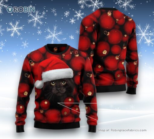 Cat Christmas Ugly Sweater, Black Cat Christmas Ugly Christmas Sweatshirt, Sweater