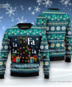 Cat Christmas Ugly Sweater, Black Cat Falalala Ugly Christmas Sweater