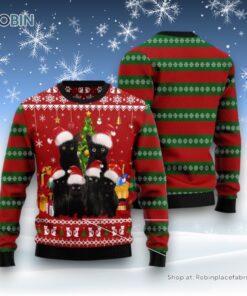 Cat Christmas Ugly Sweater, Black Cat Family Christmas Ugly Christmas Sweater