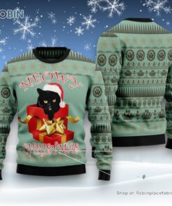 Cat Christmas Ugly Sweater, Black Cat Gift Ugly Christmas Sweatshirt, Sweater