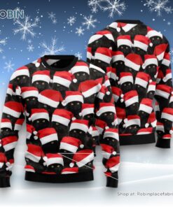 Cat Christmas Ugly Sweater, Black Cat Group Ugly Christmas Sweater