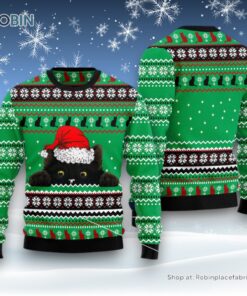 Cat Christmas Ugly Sweater, Black Cat Hide Ugly Christmas Sweater