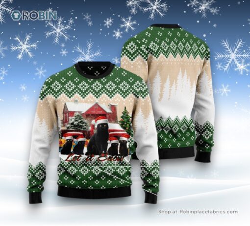 Cat Christmas Ugly Sweater, Black Cat Let It Snow Ugly Christmas Sweatshirt, Sweater