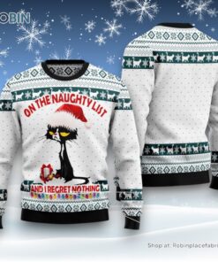 Cat Christmas Ugly Sweater, Black Cat Naughty List Ugly Christmas Sweatshirt, Sweater