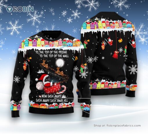 Cat Christmas Ugly Sweater, Black Cat Sleigh Christmas Ugly Christmas Sweatshirt, Sweater