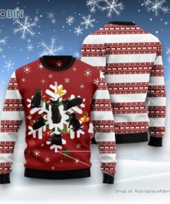 Cat Christmas Ugly Sweater, Black Cat Snowflake Ugly Christmas Sweater