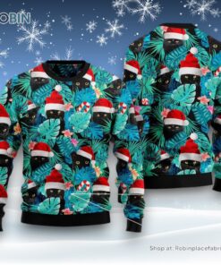 Cat Christmas Ugly Sweater, Black Cat Ugly Christmas Sweater