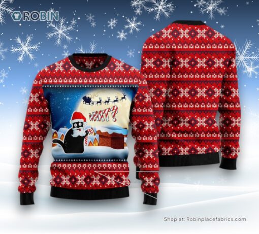 Cat Christmas Ugly Sweater, Black Cat What Ugly Christmas Sweater