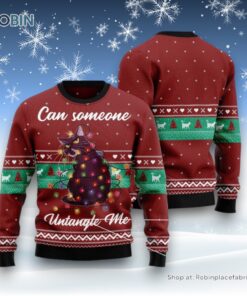Cat Christmas Ugly Sweater, Can Someone Untangle Me Cat Ugly Christmas Sweatshirt, Sweater