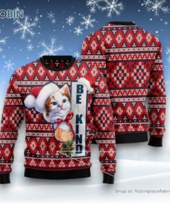 Cat Christmas Ugly Sweater, Cat Be Kind Ugly Christmas Sweater