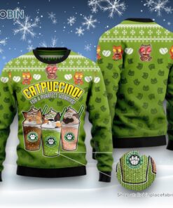Cat Christmas Ugly Sweater, Cat Coffee Ugly Christmas Sweater