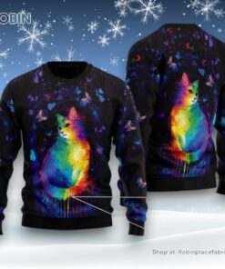 Cat Christmas Ugly Sweater, Cat Colorful Ugly Christmas Sweater