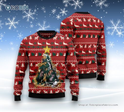 Cat Christmas Ugly Sweater, Cat Naughty Pine Ugly Christmas Sweatshirt, Sweater