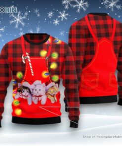 Cat Christmas Ugly Sweater, Cat Pocket Christmas Ugly Christmas Sweater