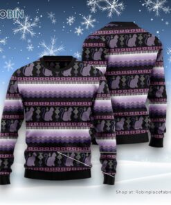 Cat Christmas Ugly Sweater, Cat Purple Pattern Ugly Christmas Sweater