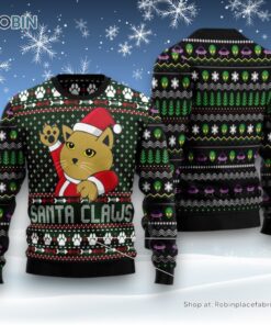 Cat Christmas Ugly Sweater, Cat Santa Jaws Ugly Christmas Sweater