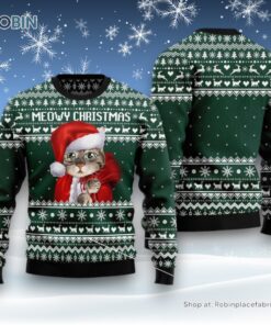 Cat Christmas Ugly Sweater, Cat Santa Ugly Christmas Sweatshirt, Sweater
