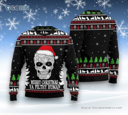 Cat Christmas Ugly Sweater, Cat Skull Santa Ugly Christmas Sweater
