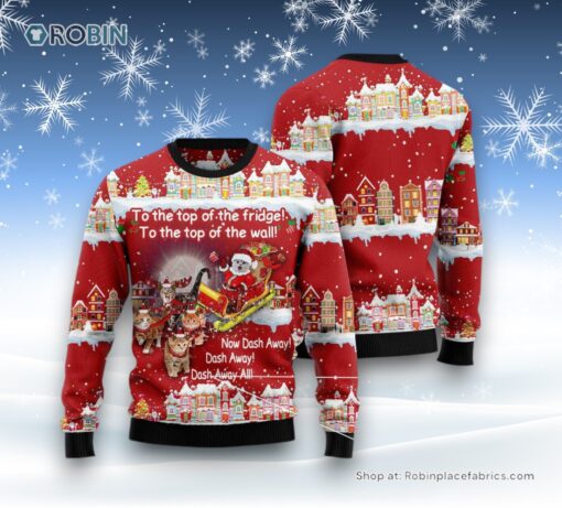 Cat Christmas Ugly Sweater, Cat Sleigh Christmas Ugly Christmas Sweater