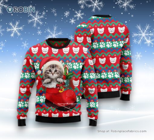 Cat Christmas Ugly Sweater, Cat Socks Ugly Christmas Sweater