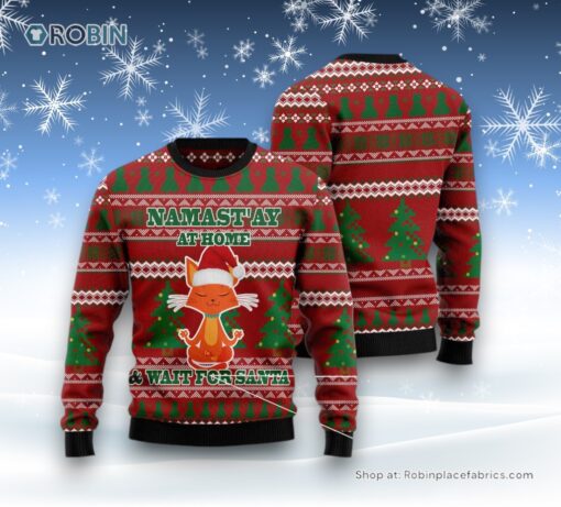 Cat Christmas Ugly Sweater, Cat Yoga Ugly Christmas Sweater