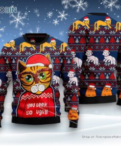 Cat Christmas Ugly Sweater, Cat You Look So Ugly Ugly Christmas Sweatshirt, Sweater