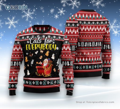 Cat Christmas Ugly Sweater, Cats For Everybody Merry Christmas Ugly Christmas Sweatshirt, Sweater