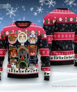 Cat Christmas Ugly Sweater, Cats In Winter Ugly Christmas Sweatshirt, Sweater