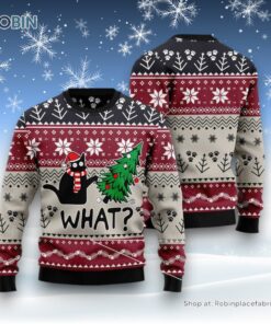Cat Christmas Ugly Sweater, Christmas Cat What Ugly Christmas Sweater