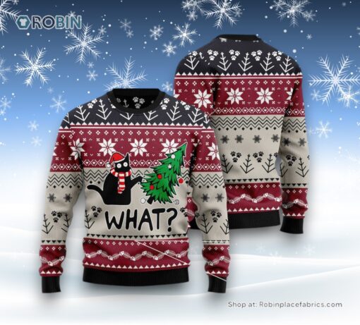 Cat Christmas Ugly Sweater, Christmas Cat What Ugly Christmas Sweater