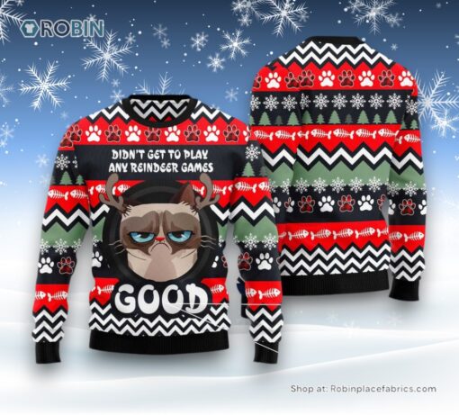 Cat Christmas Ugly Sweater, Grumpy Cat Good Ugly Christmas Sweater