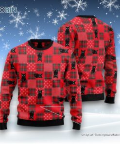 Cat Christmas Ugly Sweater, Lovely Pattern Black Cat Ugly Christmas Sweatshirt, Sweater