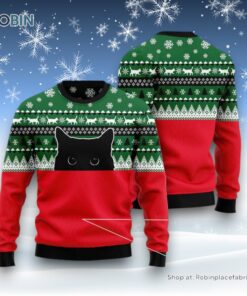 Cat Christmas Ugly Sweater, Meow Meow Black Cat Ugly Christmas Sweater